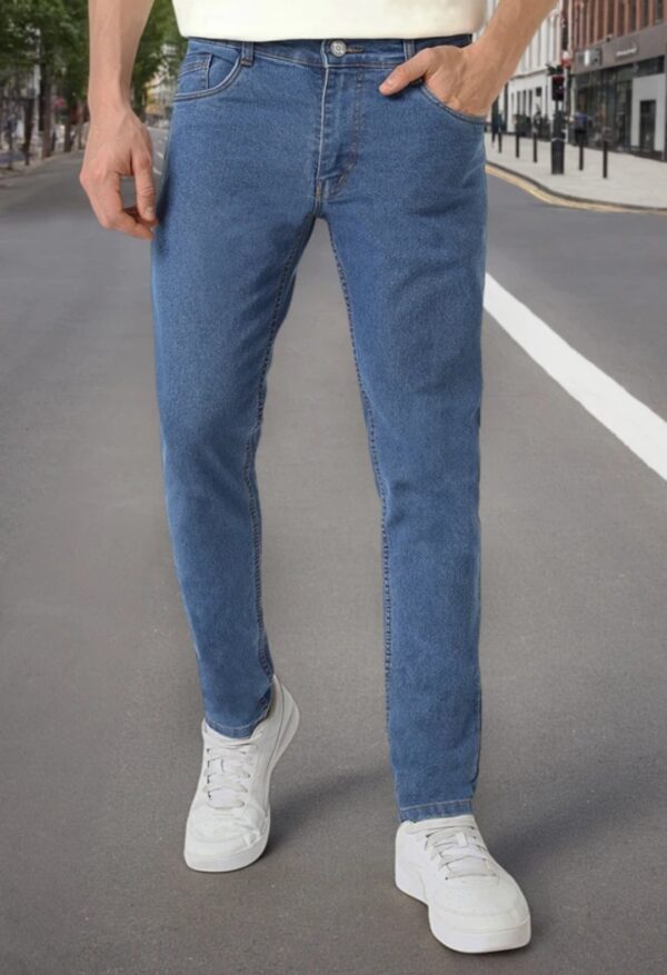 Men slim mide rise light blue jeans